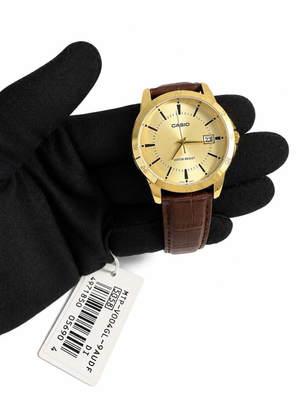 Casio Gold Dial Brown Leather Strap Men's Watch
